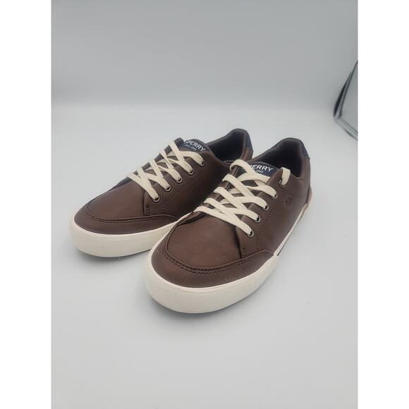 Boy's Sperry Faux Leather‎ Harbor Tide Brown Sneakers Shoes Size 2M - Picture 1 of 7